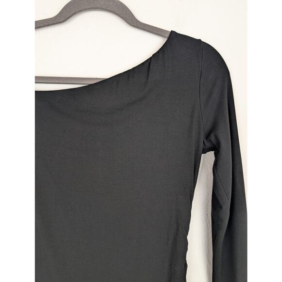 Oh Polly Fia Dress Ruched Off Shoulder Modal Mini LBD Sexy Glam Black Size M - Picture 8 of 13